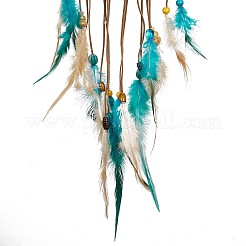 Handmade Leather Woven Net/Web with Feather Wall Hanging Decoration&nbsp;LS-HJEW-G015-08A