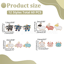 60Pcs 12 Style Alloy Enamel Pendants&nbsp;ENAM-PH0002-77