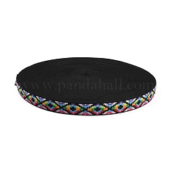 Ethnic Style Embroidery Flat Polyester Elastic Cord/Band&nbsp;OCOR-WH0066-53