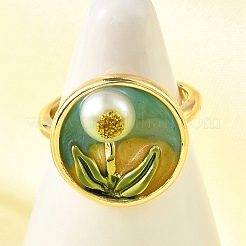 Brass Enamel Cuff Rings&nbsp;RJEW-K291-02G-01