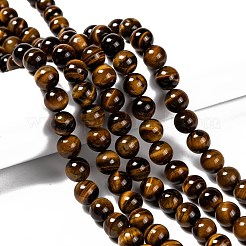 Natural Tiger Eye Round Bead Strands&nbsp;G-P072-33-10mm