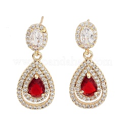 Teardrop Light Gold Brass Micro Pave Cubic Zirconia Stud Earrings&nbsp;EJEW-Q800-51KCG
