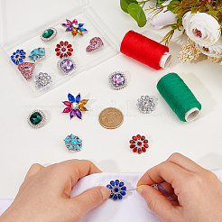 16Pcs 8 Styles Alloy Rhinestone Snap Buttons&nbsp;BUTT-FH0001-034