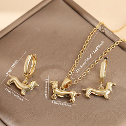 Dachshund Brass Pendant Necklaces & Hoop Earring Sets&nbsp;FS-WGFB62E-01