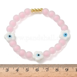 Brass & Plastic & Lampwork Beaded Stretch Bracelets for Women&nbsp;BJEW-F515-02G