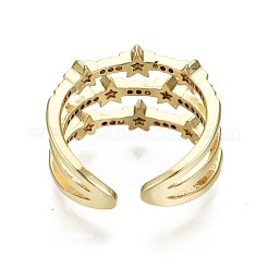 Brass Micro Pave Clear Cubic Zirconia Cuff Rings&nbsp;RJEW-S044-084-NF