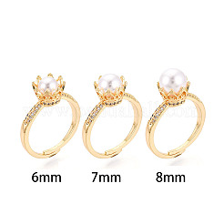 Crown Shape Brass Micro Pave Clear Cubic Zirconia Cup Peg Ring Settings&nbsp;KK-T076-18G