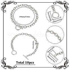 10Pcs Unisex 304 Stainless Steel Cable Chain Bracelets&nbsp;BJEW-SC0001-36