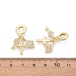 Brass Micro Pave Clear Cubic Zirconia European Dangle Charms&nbsp;KK-N287-33D-G