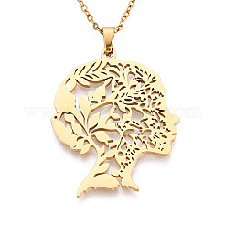 304 Stainless Steel Pendant Necklaces&nbsp;NJEW-T018-54G