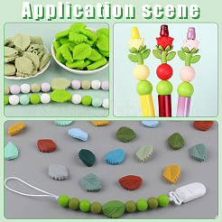 16Pcs 8 Styles Leaf & Flower Silicone Beads&nbsp;SIL-WR0001-08