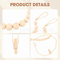 Wall Hanging Photo Display with Wooden Beads Garland&nbsp;AJEW-WH20011-54D