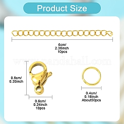 304 Stainless Steel Curb Chain Extender & Open Jump Ring & Lobster Claw Clasps&nbsp;DIY-YW0010-75