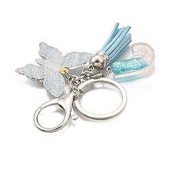 26Pcs Transparent Epoxy Resin & Transparent Acrylic & Faux Suede Tassel Keychain&nbsp;KEYC-JKC01202-10