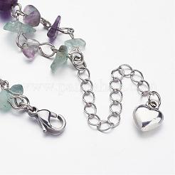Natural Amethyst & Fluorite Beaded Tiered Necklaces&nbsp;NJEW-JN01707
