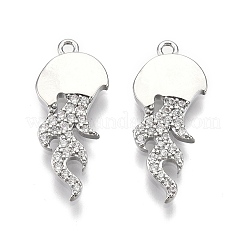 Brass Micro Pave Clear Cubic Zirconia Pnedants&nbsp;KK-C005-13P