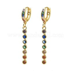 Brass Pave Cubic Zirconia Hoop Dangle Earrings&nbsp;KK-CBAD9DF-02G-B