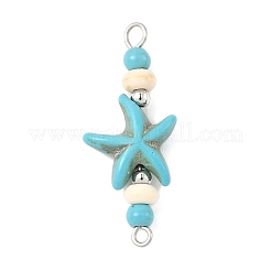 10Pcs 2 Colors Dyed Synthetic Turquoise Starfish Rondelle Round Beaded Connector Charms&nbsp;PALLOY-JF04015