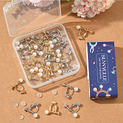 24Pcs 2 Colors 316 Surgical Stainless Steel Clip-on Earring Converters Findings&nbsp;STAS-SC0010-34B