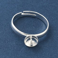 Adjustable Brass Cup Peg Ring Settings For Half-drilled Beads&nbsp;KK-K414-02A-S