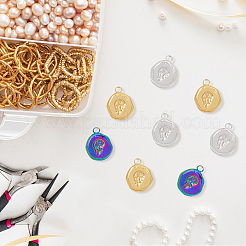 24Pcs 3 Colors 201 Stainless Steel Pendants Ion Plating(IP)&nbsp;STAS-DC0013-50