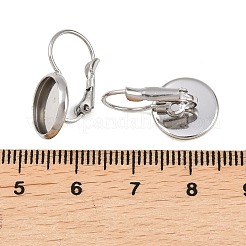 Tarnish Resistant Flat Round Tray Smooth Surface 304 Stainless Steel Leverback Earring Findings&nbsp;STAS-R065-65