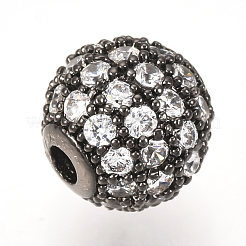 Brass Micro Pave Cubic Zirconia Beads&nbsp;ZIRC-Q013-12mm-142B