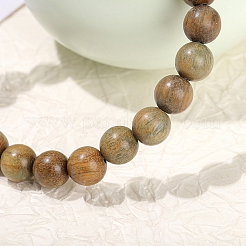 Natural Sandalwood Rond Bead Stretch Braclets for Men Women&nbsp;PW-WG55664-02