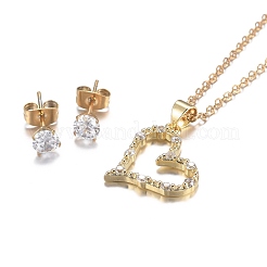 304 Stainless Steel Rhinestone Jewelry Sets&nbsp;SJEW-H301-19G