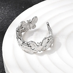 304 Stainless Steel Open Cuff Rings for Women&nbsp;RJEW-K313-14P