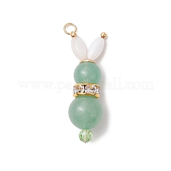 4Pcs 4 Styles Natural Carnelian & Rose Quartz & Green Aventurine & Amethyst Bunny Pendants&nbsp;PALLOY-TA00226