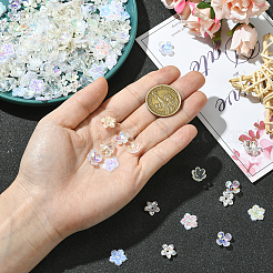 300Pcs 6 Styles ABS Plastic Imitation Pearl & Acrylic Bead Caps&nbsp;OACR-SC0002-35