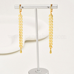 Fashionable Retro Brass Leaf Tassel Hoop Earrings&nbsp;LS-NP2423