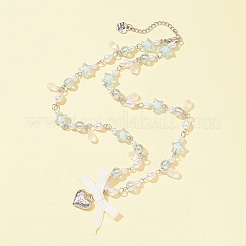 Alloy Heart with Word Pendant Necklace&nbsp;NJEW-FZ00004-13