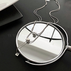 Non-Tarnish 304 Stainless Steel Round Snake Chains Double Layer Necklaces&nbsp;BJEW-K257-03P
