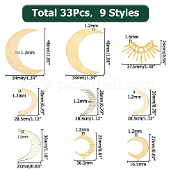33Pcs 9 Styles Brass Chandelier Component Links&nbsp;FIND-HS0001-81