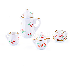 Cherry Pattern Mini Ceramic Tea Sets&nbsp;AJEW-TA0003-48