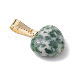 Natural Indian Agate & Tiger Eye & Green Spot Jasper & Crazy Agate Heart Charms&nbsp;PALLOY-JF05058
