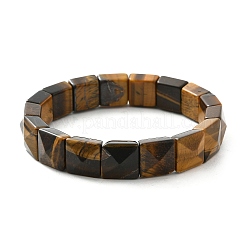 Square Natural Tiger Eye Beads Stretch Bracelets for Women Men&nbsp;BJEW-C097-06Q