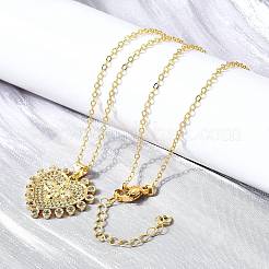 Brass Micro Pave Clear Cubic Zirconia Bee Heart Pendant Necklaces for Women&nbsp;NJEW-D311-01C-G