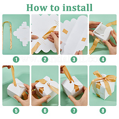 Gold Stamping For You White Paper Candy Boxes with Ribbon&nbsp;CON-WH0043-302B