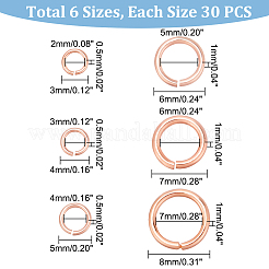 180Pcs 6 Styles Brass Open Jump Ring&nbsp;KK-GA0001-40