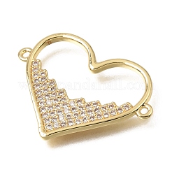 Valentine's Day Brass Micro Pave Clear Cubic Zirconia Heart Links Connector Charms&nbsp;KK-C263-15G