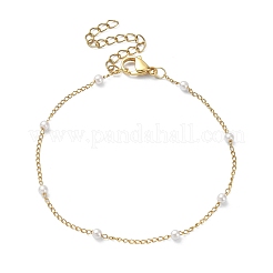 Glass Pearl Beaded Chain Bracelet&nbsp;X-BJEW-JB09432
