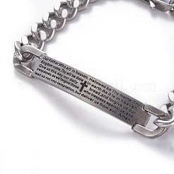 Tarnish Resistant 304 Stainless Steel Curb Chain ID Bracelets&nbsp;BJEW-I279-02P