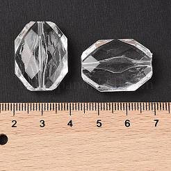 Faceted Hexagon Transparent Acrylic Beads&nbsp;TACR-R126-A01