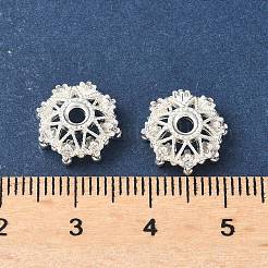 Flower Brass Micro Pave Clear Cubic Zirconia Bead Caps&nbsp;KK-A254-01A-S