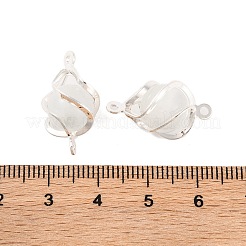Brass Wrapped Cat Eye Glass Connector Charms&nbsp;KK-U024-11S