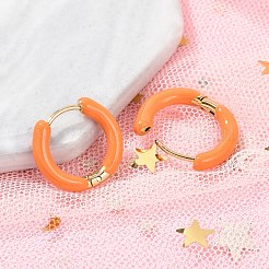 PVD Vacuum Plating 201 Stainless Steel Enamel Hoop Earrings&nbsp;EJEW-Q002-07G