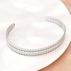 Hollow 304 Stainless Steel Open Cuff Bangles for Women&nbsp;BJEW-F547-02P
